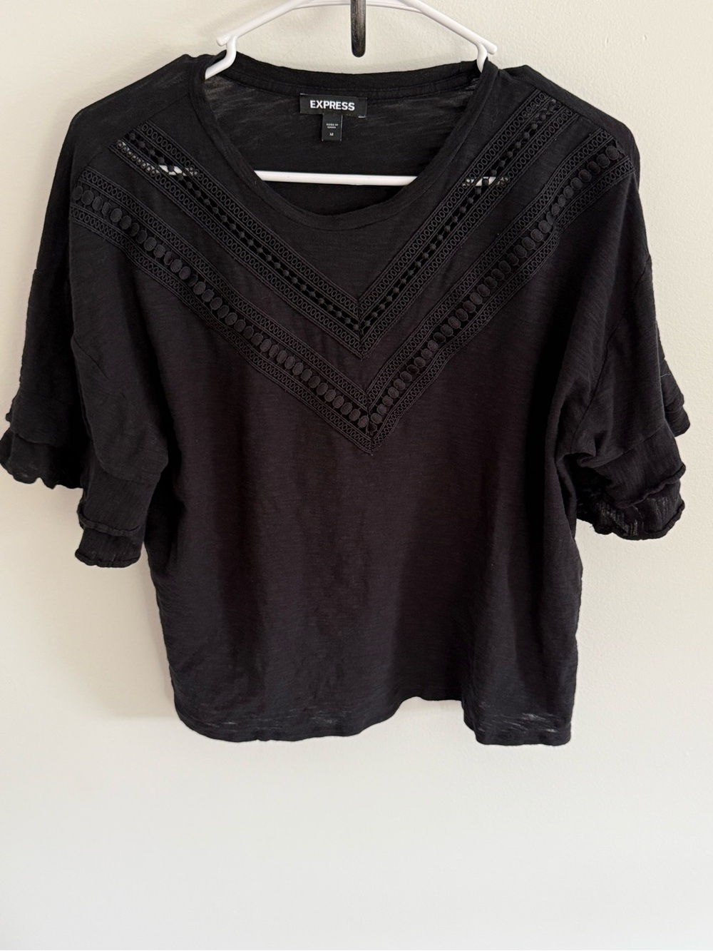 Express Black Ruffle Sleeve Top Size Medium